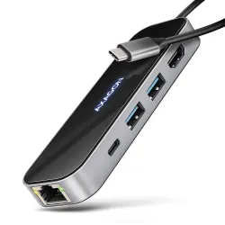 I/O Hub USB-C 6IN1/GLASS 0.2M HMC-6GLN Axagon