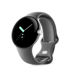 Google Pixel Watch polished silver stainless steel 41mm charcoal active band